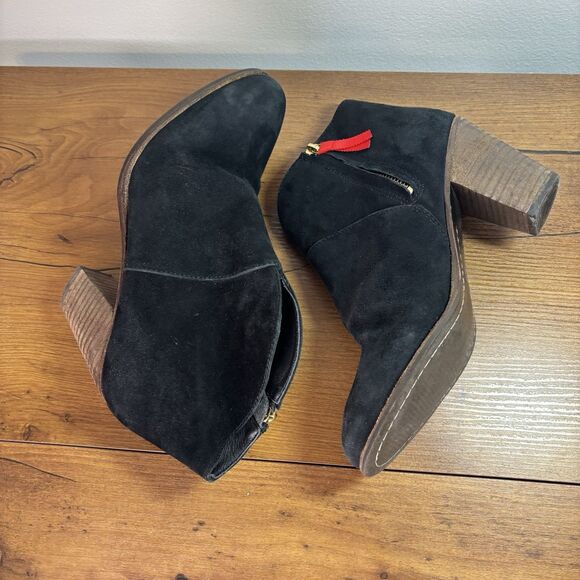 Boden Black Suede Stacked Heel Ankle Bootie Boots Women’s EU 37 US 6.5 - Picture 7 of 11